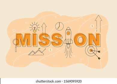 Flat design of mission composition infographic element concept. Vector illustration.