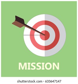 Flat design mission icon with target for web and business. vector illustration.