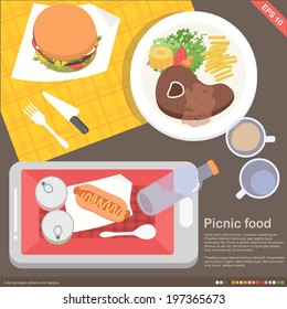 flat design - mobile application cooking and food concept