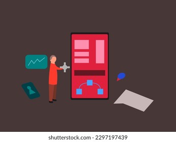  flat design mobile developer vector illustration