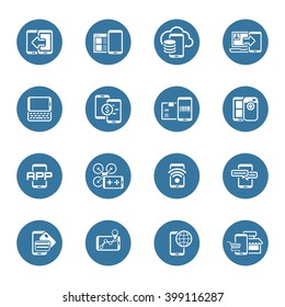 Flat Design Mobile Devices and Services Icons Set.  Isolated Illustration.