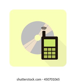 Flat Design Mobile Music Icon, Flat Cell Phone Music Icon