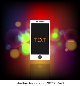 Flat Design Mobile Phone With Colorful Background. Blank Display For Your Text Here Design. Design Concept For Graphic, Banners, Presentations, Wallpaper. Vector Illustration.  Eps10