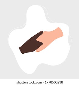 Flat design modern afro american hand handshake gestures. Pose of male and female hands and finger.