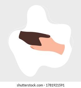 Flat design modern afro american handshake hand gestures. Pose of male and female hands and finger.