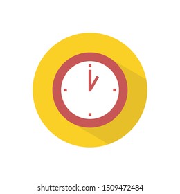Flat design modern of analog clock icon vector image | at one o'clock