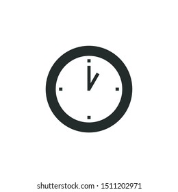 Flat design modern of analog clock icon vector image | at one o'clock