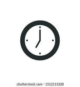 Flat design modern of analog clock icon vector image | seven o'clock