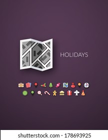 Flat design modern of brand identity style, web and mobile design, design element objects and collection vector illustration icons set 3 - holiday collection