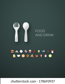 Flat design modern of brand identity style, web and mobile design, design element objects and collection, vector illustration icons set 6 - food and drink collection