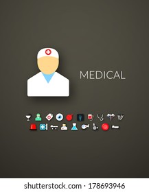 Flat design modern of brand identity style, web and mobile design, design element objects and collection, vector illustration icons set 19 - medical collection