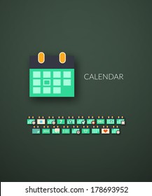 Flat design modern of brand identity style, web and mobile design, design element objects and collection vector illustration icons set 16 - calendar collection