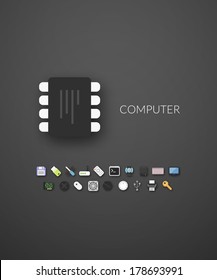 Flat design modern of brand identity style, web and mobile design, design element objects and collection, vector illustration icons set 13 - computer collection