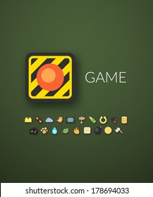 Flat design modern of brand identity style, web and mobile design, design element objects and collection, vector illustration icons set 4 - game collection