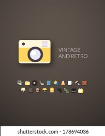 Flat design modern of brand identity style, web and mobile design, design element objects and collection, vector illustration icons set14 - vintage collection