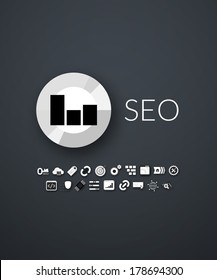 Flat design modern of brand identity style, web and mobile design, design element objects and collection  vector illustration icons set 22 - SEO and Development collection