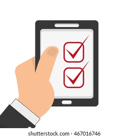 flat design modern cellphone with checklist icon vector illustration