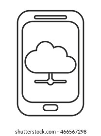 flat design modern cellphone with cloud icon vector illustration