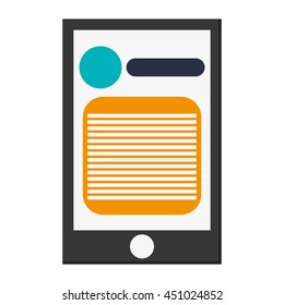 flat design modern cellphone with document on screen icon vector illustration