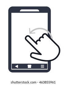 flat design modern cellphone with hand pointer icon vector illustration
