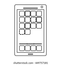 flat design modern cellphone with squares on screen icon vector illustration line design
