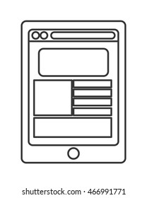 flat design modern cellphone with webpage on screen icon vector illustration