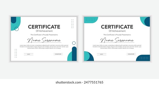 Flat design modern certificate template for corporate or awards. For creative award, business, and education needs