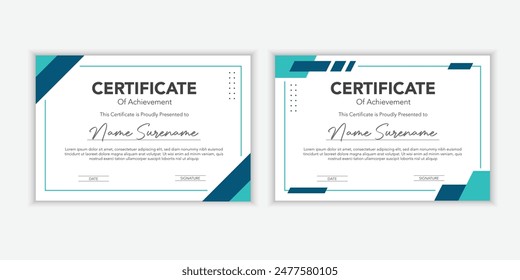 Flat design modern certificate template for corporate or awards. For creative award, business, and education needs