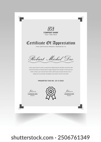 Flat design modern certificate template for corporate or awards. For creative award, business, and education needs