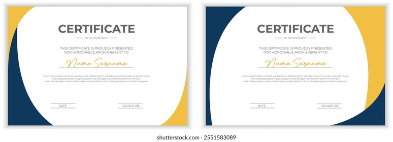 Flat design modern certificate template for corporate or awards. For creative award, business, and education needs