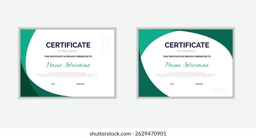 Flat design modern certificate template for corporate or awards. For creative award, business, and education needs