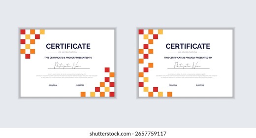 Modelo de certificado moderno de design plano para prêmios ou corporativos. Para necessidades de negócios e educação com prêmios criativos