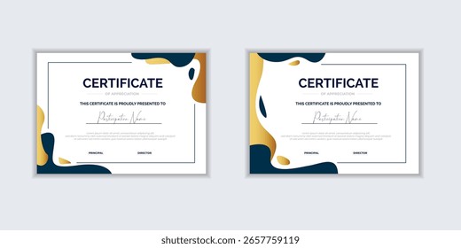 Flat design modern certificate template for corporate or awards. For creative award  business  and education needs