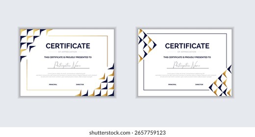 Modelo de certificado moderno de design plano para prêmios ou corporativos. Para necessidades de negócios e educação com prêmios criativos