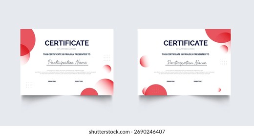 Plantilla de certificado moderna de diseño plano para colección corporativa o de premios. certificado geométrico Para premio creativo, negocios y educación universitaria