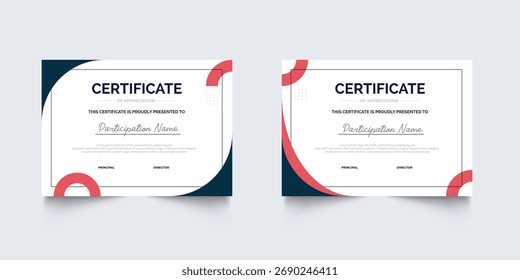 Modelo de certificado moderno de design plano para coleção de prêmios ou corporativos. certificado geométrico Para prêmio criativo, negócios e universidade de educação