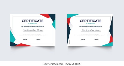 Flat design modern certificate template for corporate or awards. For creative award, business, and education needs