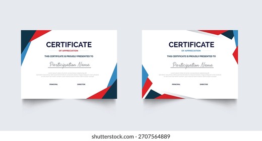 Flaches Design moderne Zertifikatvorlage für Unternehmen oder Auszeichnungen. Für kreative Auszeichnungen, geschäftliche und schulische Anforderungen