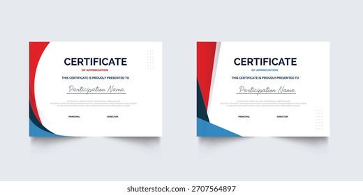 Modelo de certificado moderno de design plano para prêmios ou corporativos. Para necessidades criativas de prêmios, negócios e educação