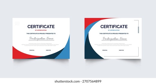 Flat design modern certificate template for corporate or awards. For creative award, business, and education needs