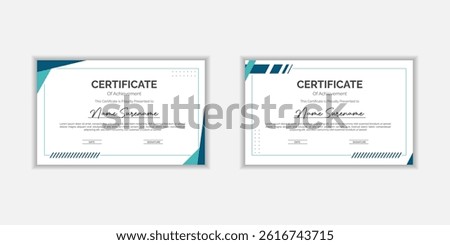 Flat design modern certificate template for corporate or awards. For creative award, business, and education needs