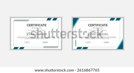 Flat design modern certificate template for corporate or awards. For creative award, business, and education university