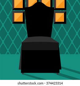 Flat design modern chair in chic setting. EPS 10 vector.