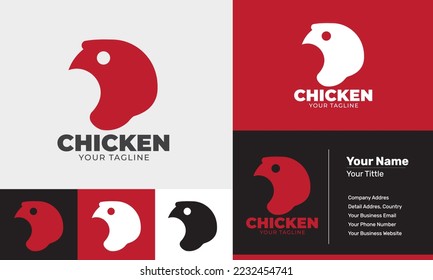 Flat design modern chicken food logo template