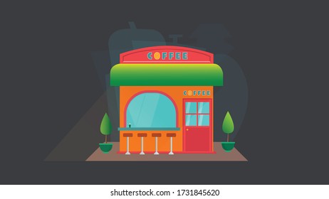 Flat Design of Modern Coffee Shop