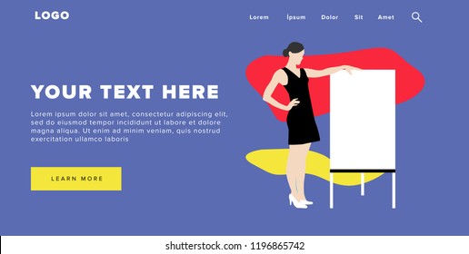 Flat Design Modern Colorful Web Banner and Slider Include Ui Elements With Standing Self-Confidence Woman Silhouette Landing Page