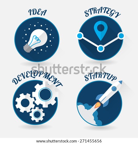 Flat design modern concept of new business project startup. Vector icons