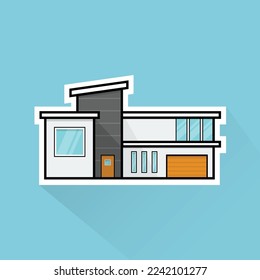 Flat Design of Modern House 1, can be use as sticker, logo, and poster