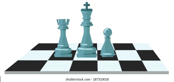 Flat design modern illustration concept of business strategy with chess figures on a chess board, VECTOR