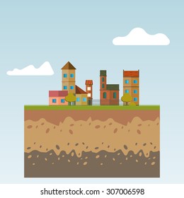 Flat design modern illustration icon of urban landscape and city life. Building icon